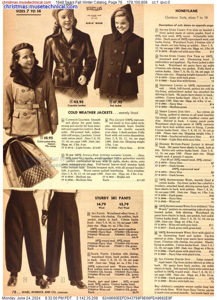 1948 Sears Fall Winter Catalog, Page 78