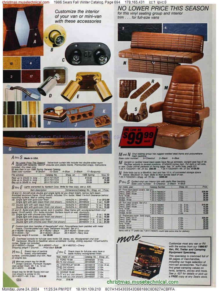 1986 Sears Fall Winter Catalog, Page 694