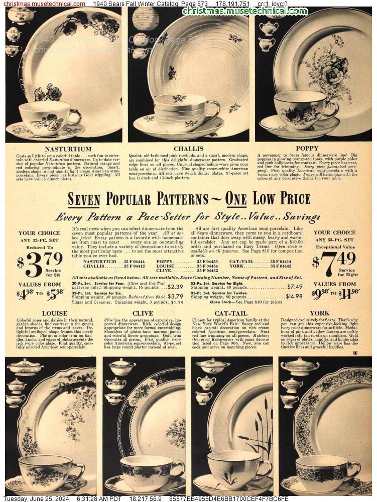 1940 Sears Fall Winter Catalog, Page 873