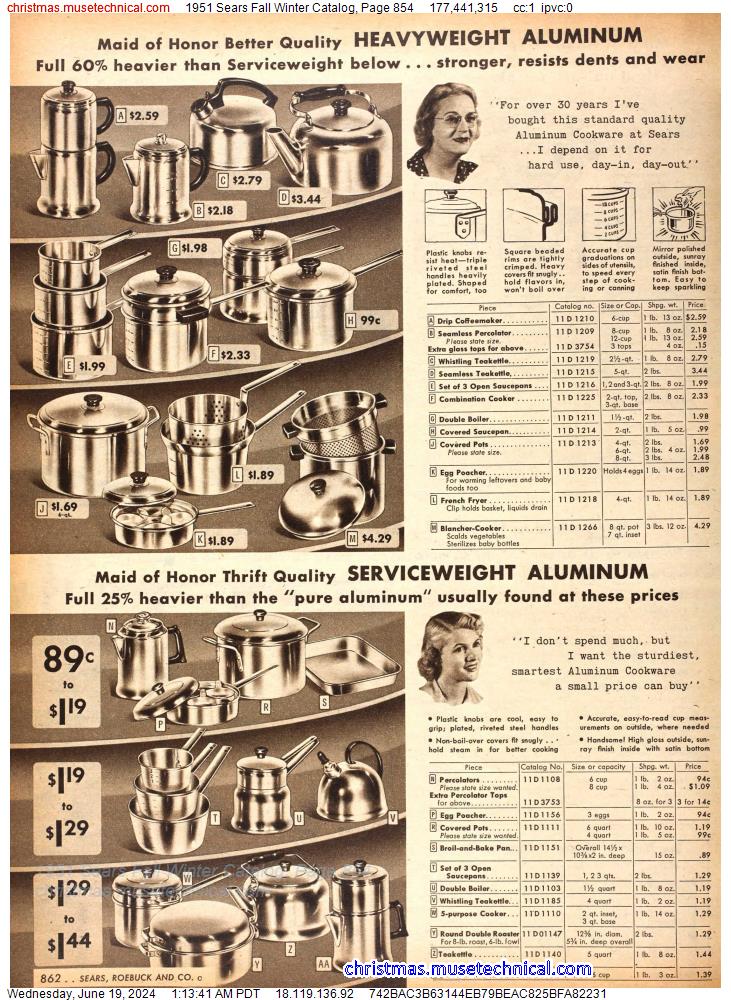 1951 Sears Fall Winter Catalog, Page 854