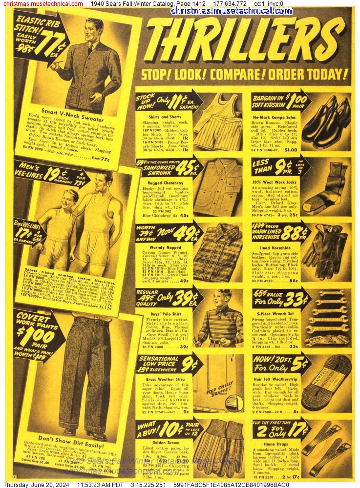 1940 Sears Fall Winter Catalog, Page 1412