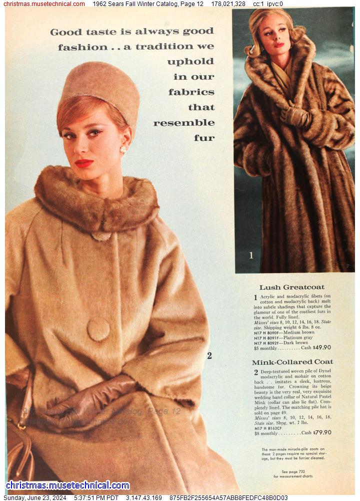 1962 Sears Fall Winter Catalog, Page 12
