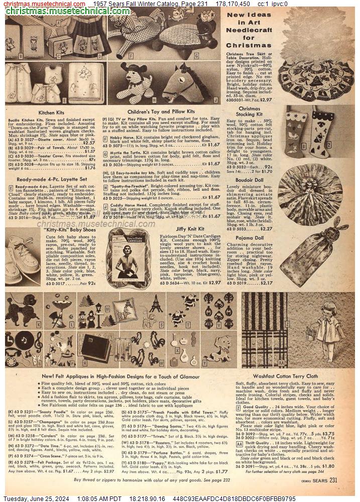 1957 Sears Fall Winter Catalog, Page 231