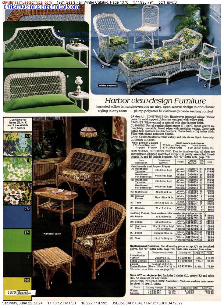 1981 Sears Fall Winter Catalog, Page 1370