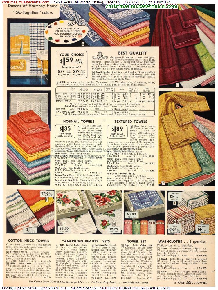 1950 Sears Fall Winter Catalog, Page 562