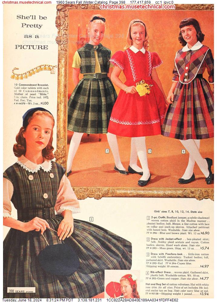 1960 Sears Fall Winter Catalog, Page 398