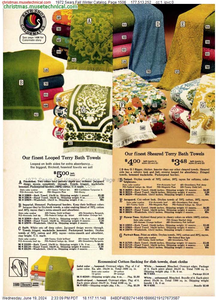1972 Sears Fall Winter Catalog, Page 1506
