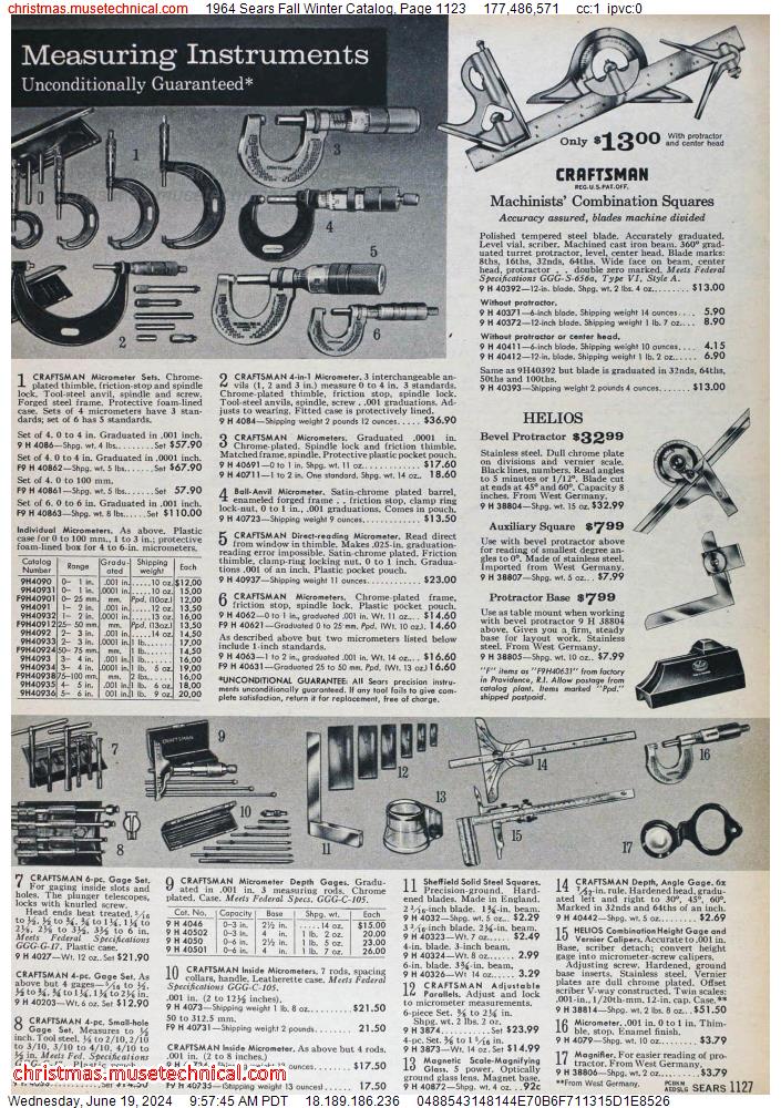 1964 Sears Fall Winter Catalog, Page 1123