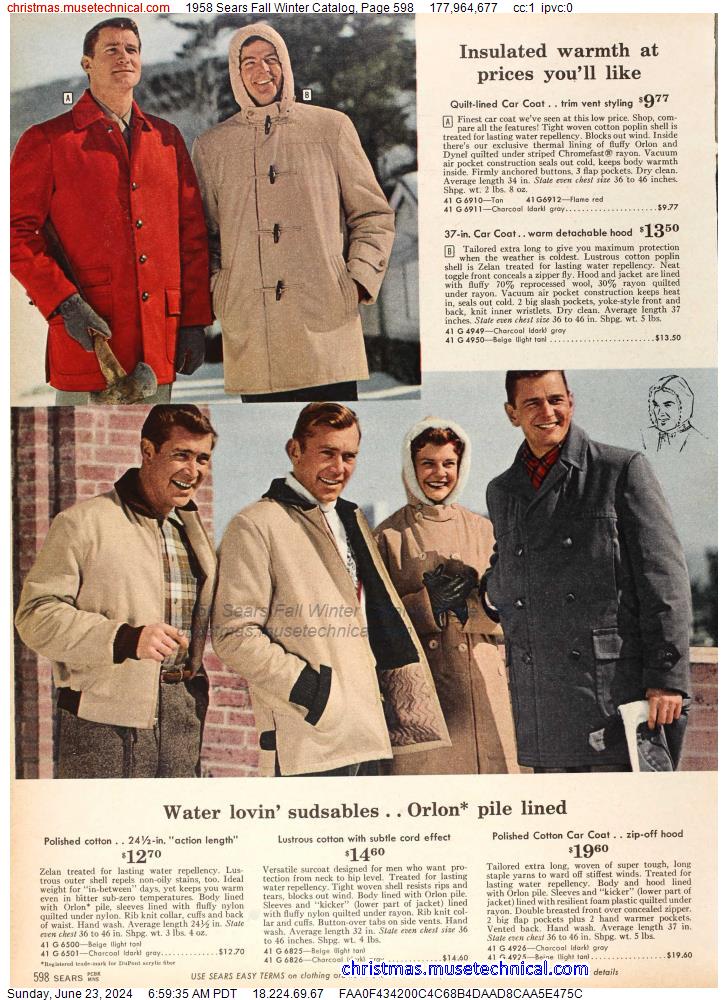 1958 Sears Fall Winter Catalog, Page 598
