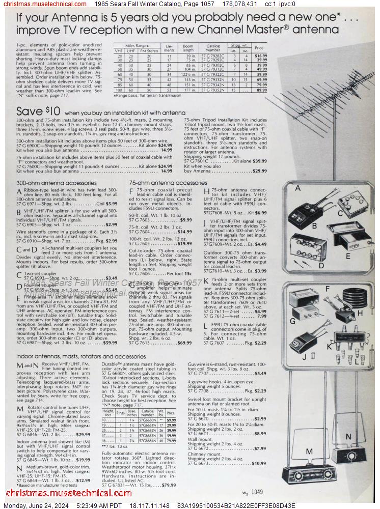1985 Sears Fall Winter Catalog, Page 1057