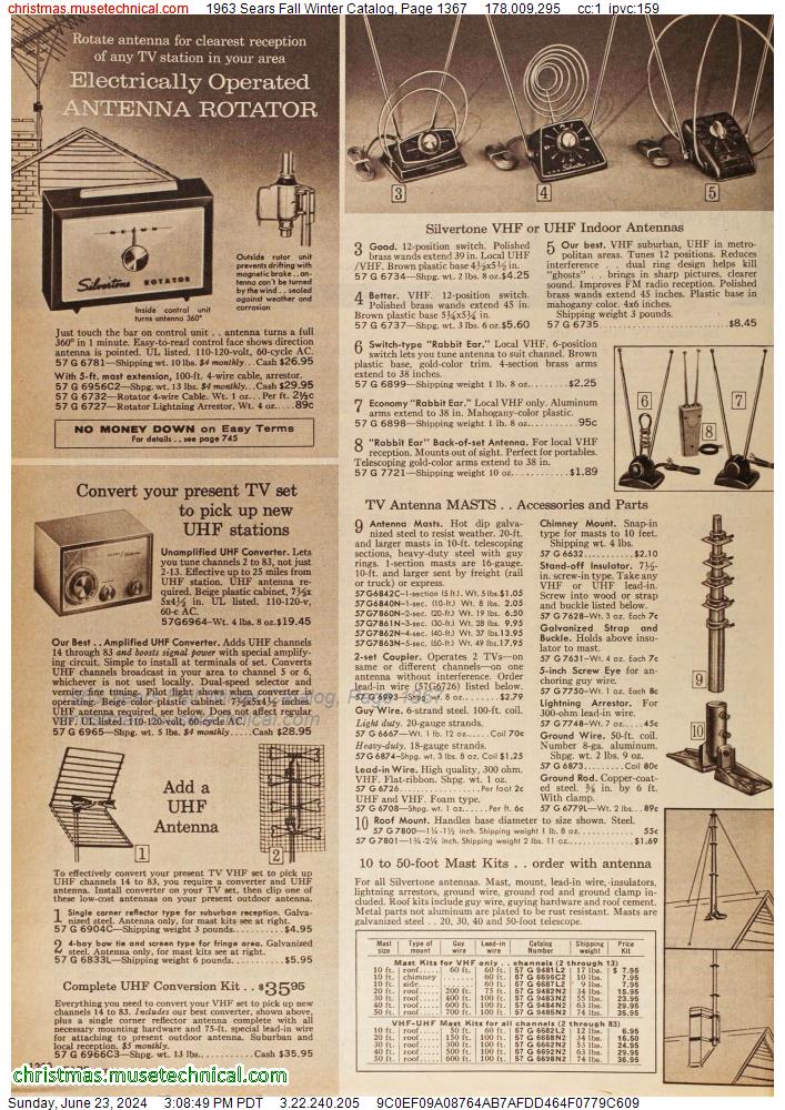 1963 Sears Fall Winter Catalog, Page 1367