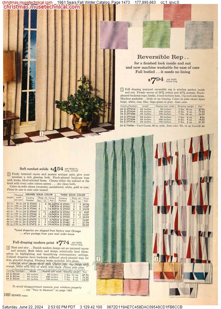 1961 Sears Fall Winter Catalog, Page 1473