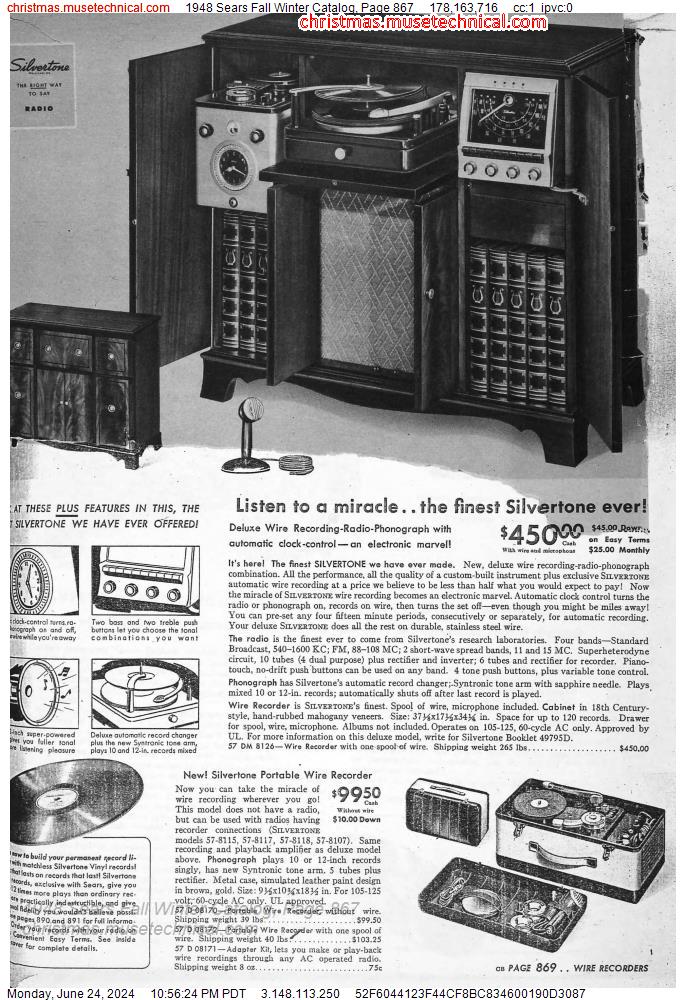 1948 Sears Fall Winter Catalog, Page 867