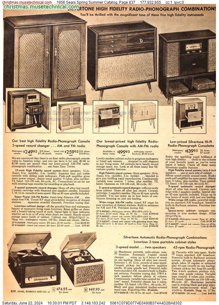 1956 Sears Spring Summer Catalog, Page 837