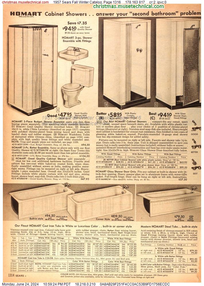 1957 Sears Fall Winter Catalog, Page 1316