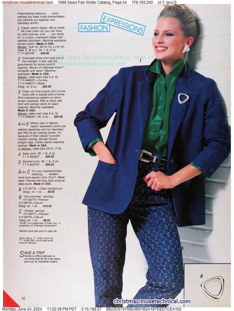 1986 Sears Fall Winter Catalog, Page 44