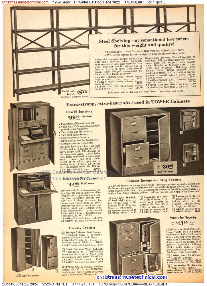 1959 Sears Fall Winter Catalog, Page 1022