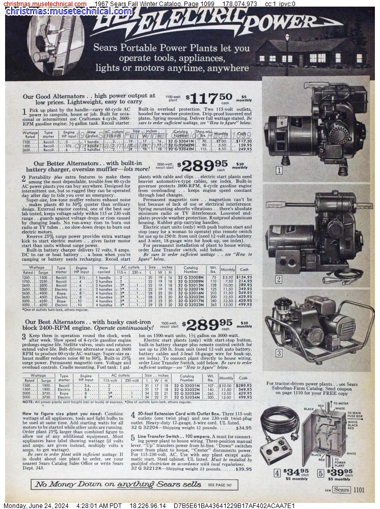 1967 Sears Fall Winter Catalog, Page 1099
