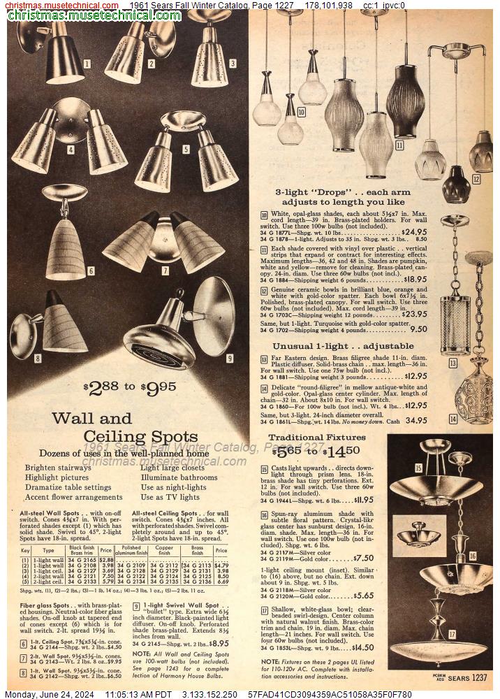 1961 Sears Fall Winter Catalog, Page 1227