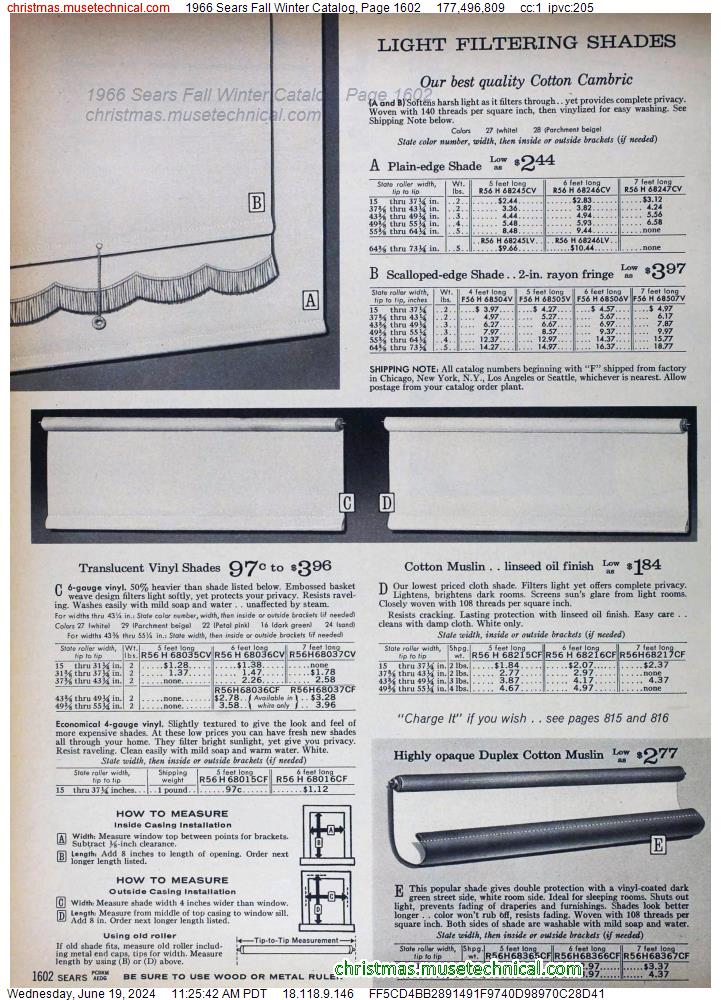 1966 Sears Fall Winter Catalog, Page 1602