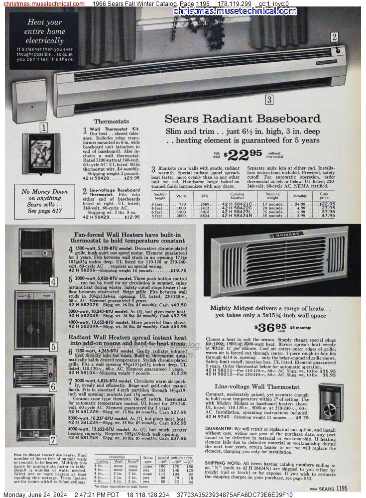 1966 Sears Fall Winter Catalog, Page 1195
