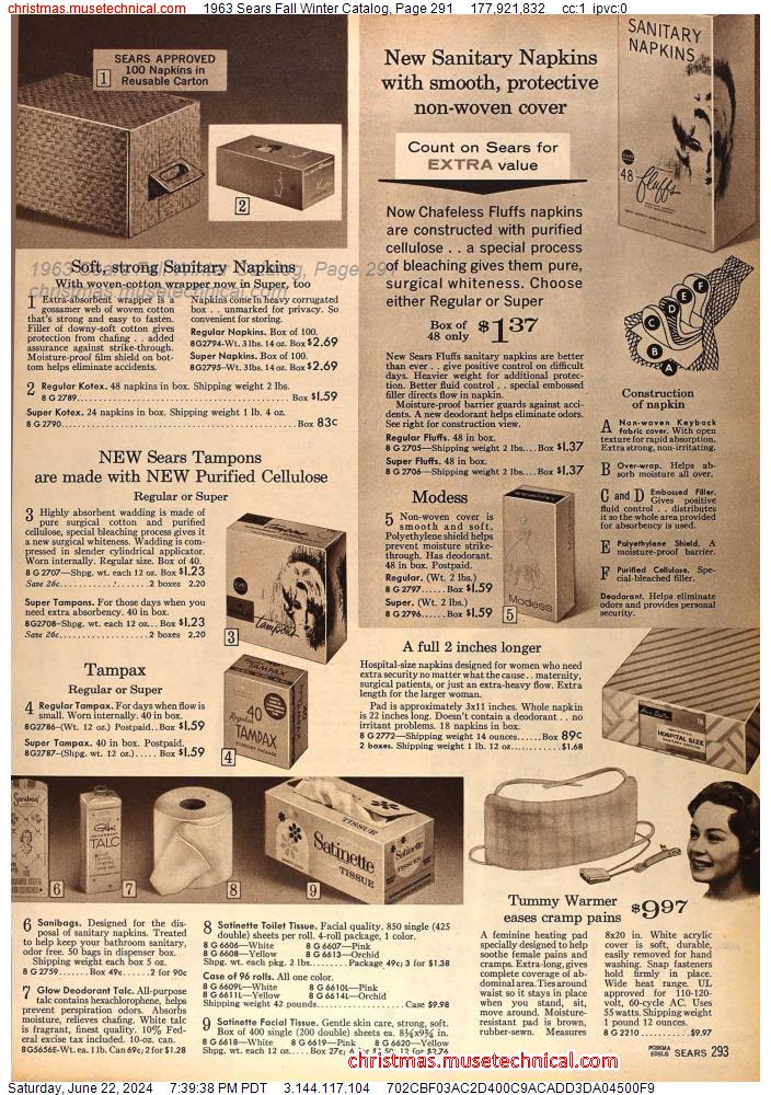 1963 Sears Fall Winter Catalog, Page 291