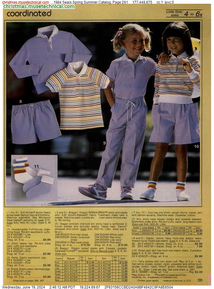 1984 Sears Spring Summer Catalog, Page 291
