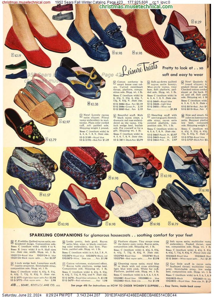 1952 Sears Fall Winter Catalog, Page 423