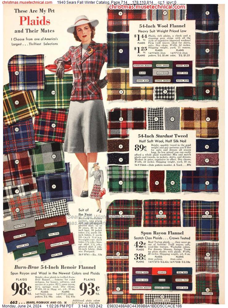 1940 Sears Fall Winter Catalog, Page 714