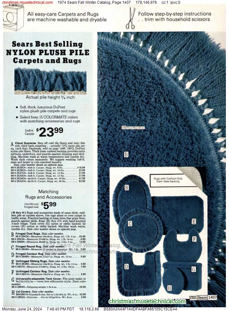1974 Sears Fall Winter Catalog, Page 1407