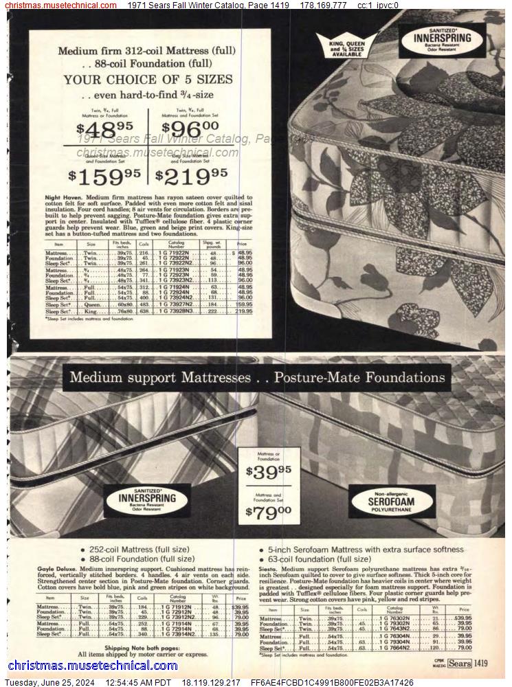1971 Sears Fall Winter Catalog, Page 1419