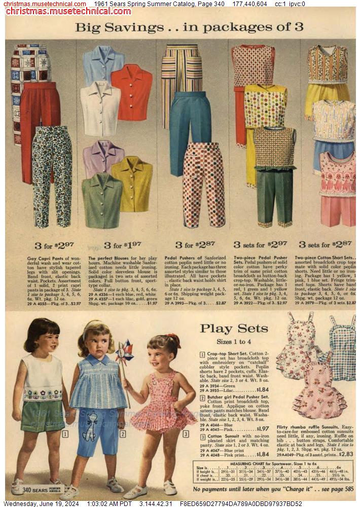 1961 Sears Spring Summer Catalog, Page 340