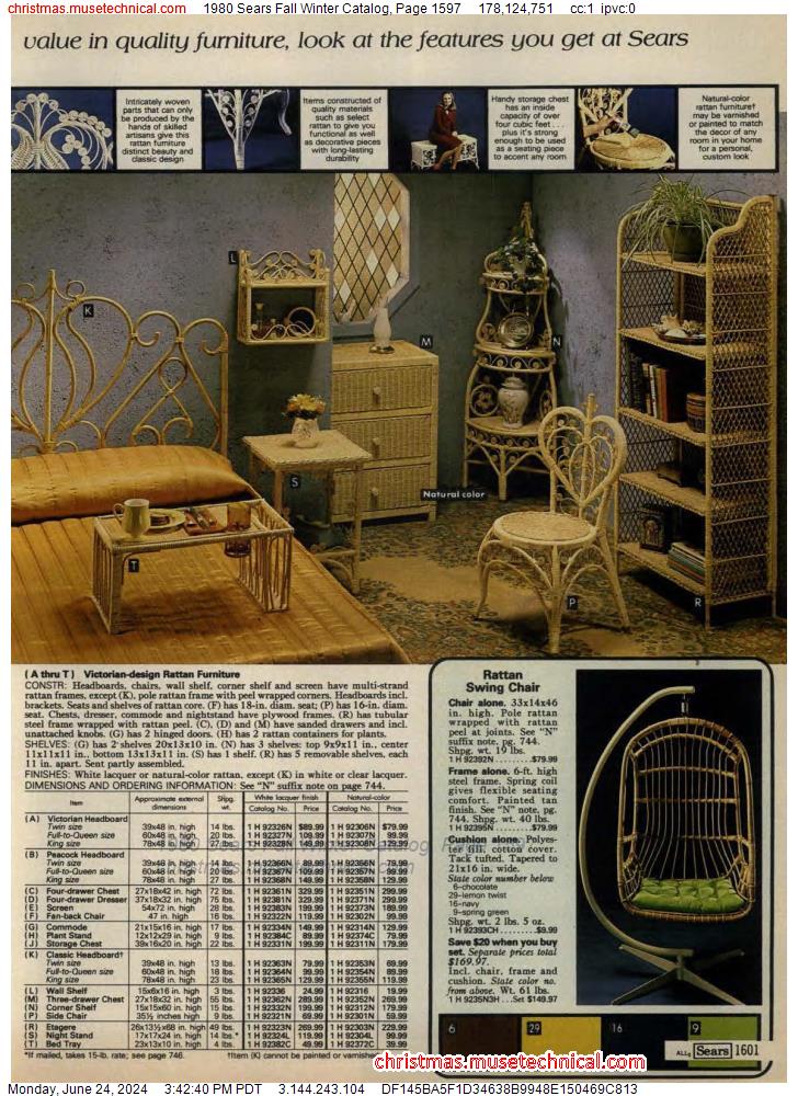 1980 Sears Fall Winter Catalog, Page 1597