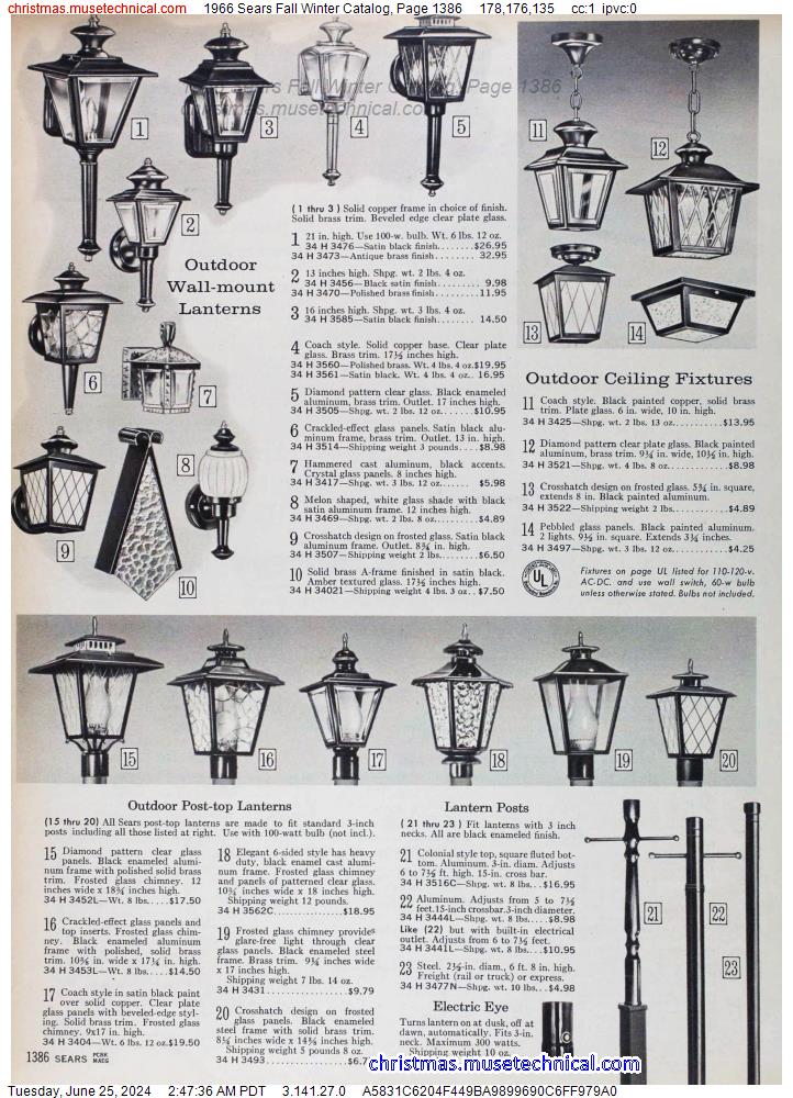 1966 Sears Fall Winter Catalog, Page 1386