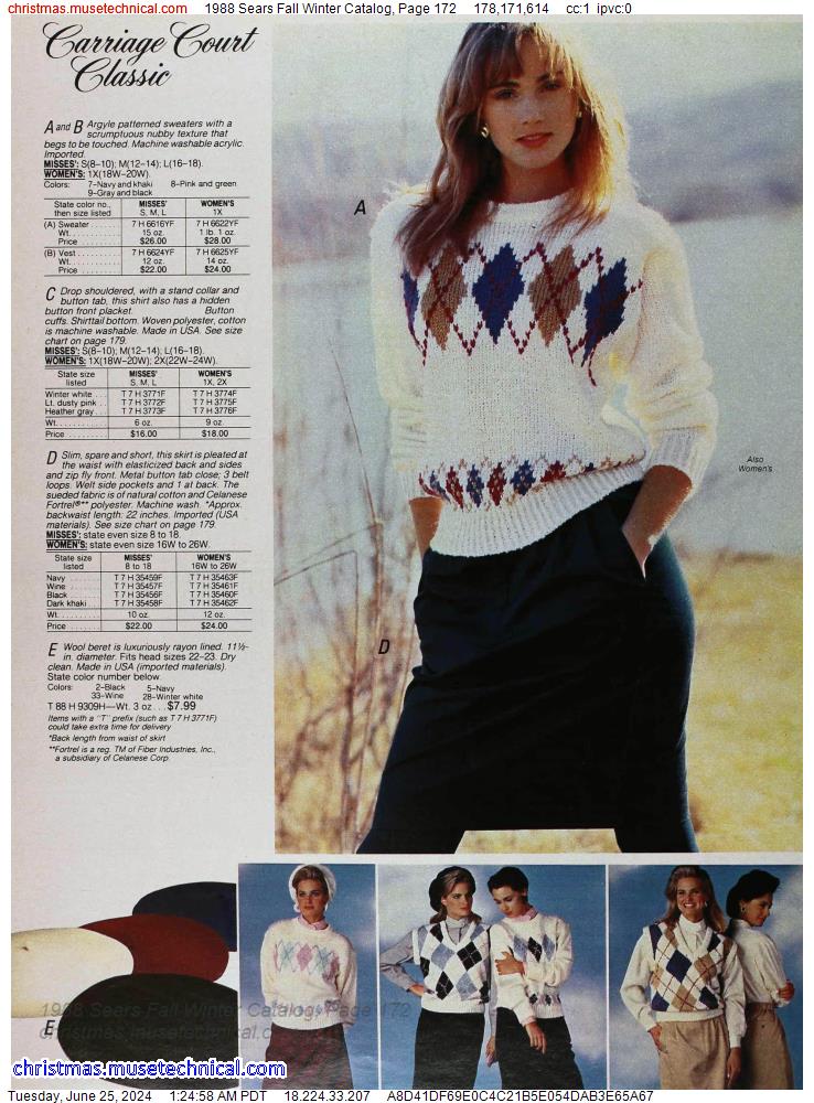1988 Sears Fall Winter Catalog, Page 172