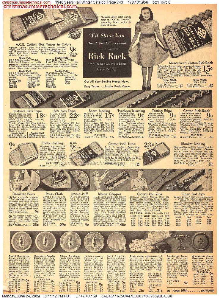 1940 Sears Fall Winter Catalog, Page 743