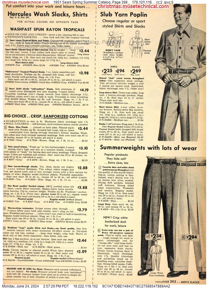 1951 Sears Spring Summer Catalog, Page 398