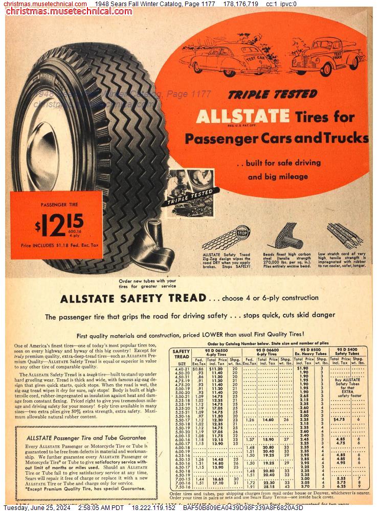 1948 Sears Fall Winter Catalog, Page 1177