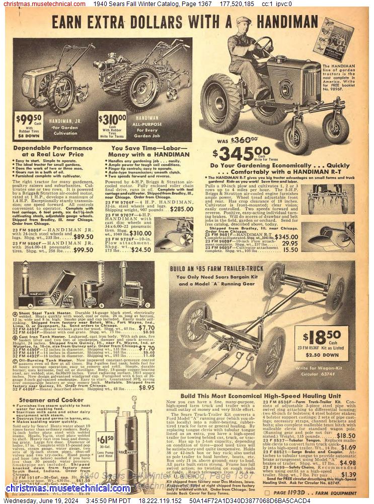 1940 Sears Fall Winter Catalog, Page 1367