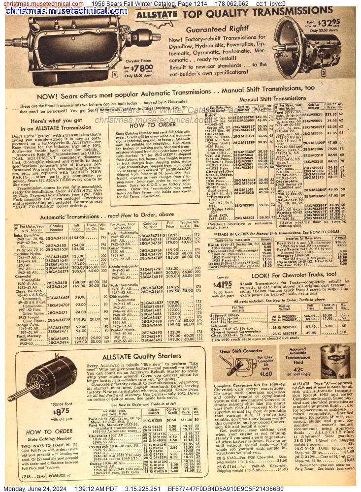 1956 Sears Fall Winter Catalog, Page 1214
