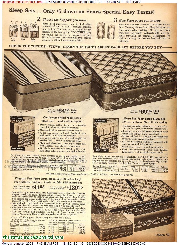 1958 Sears Fall Winter Catalog, Page 733