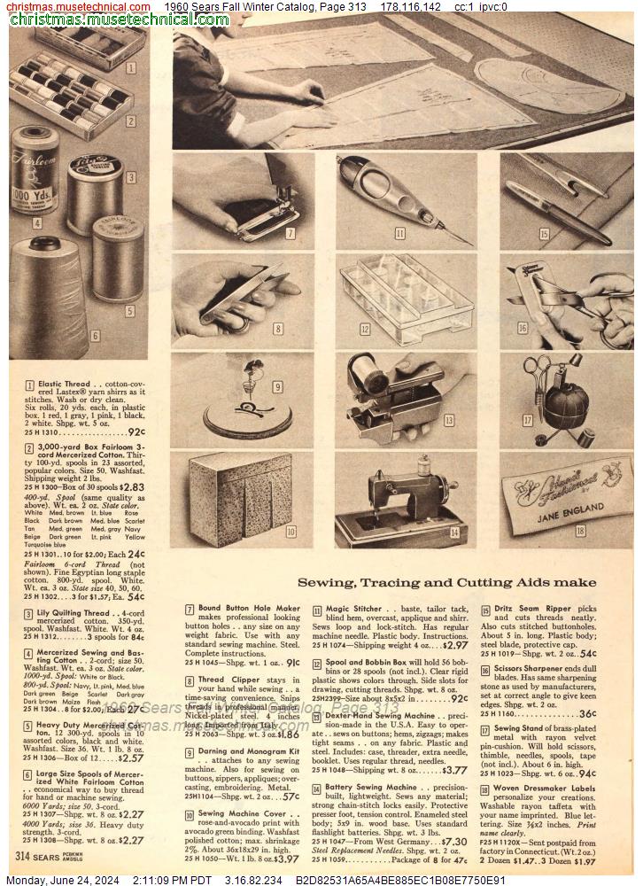 1960 Sears Fall Winter Catalog, Page 313