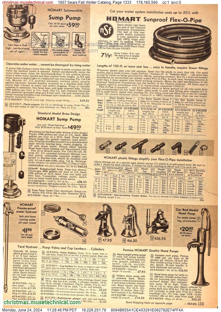 1957 Sears Fall Winter Catalog, Page 1333