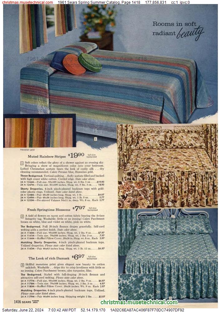 1961 Sears Spring Summer Catalog, Page 1418