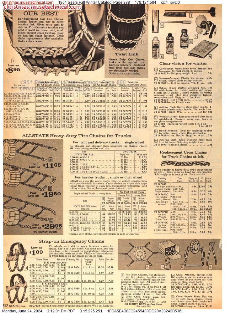 1961 Sears Fall Winter Catalog, Page 888