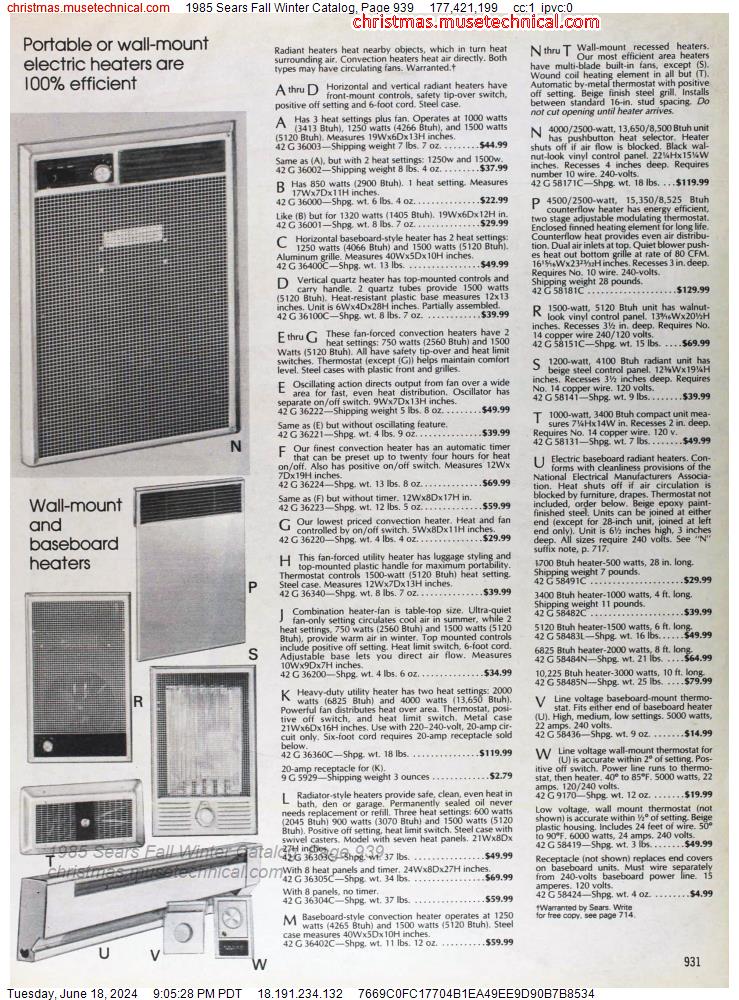 1985 Sears Fall Winter Catalog, Page 939