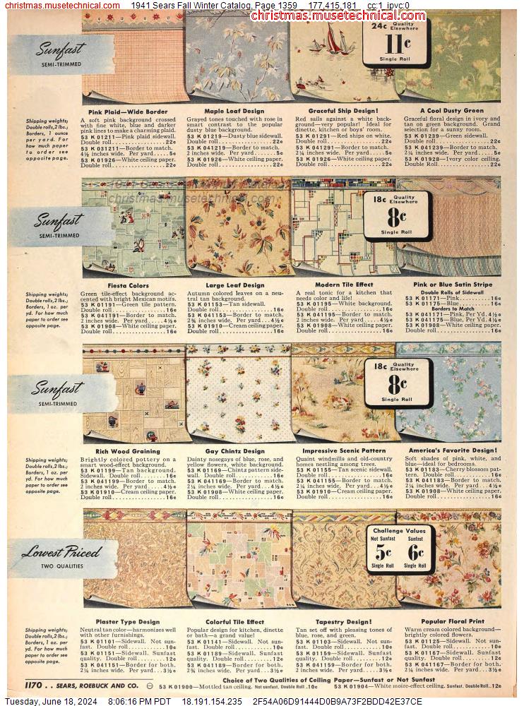 1941 Sears Fall Winter Catalog, Page 1359