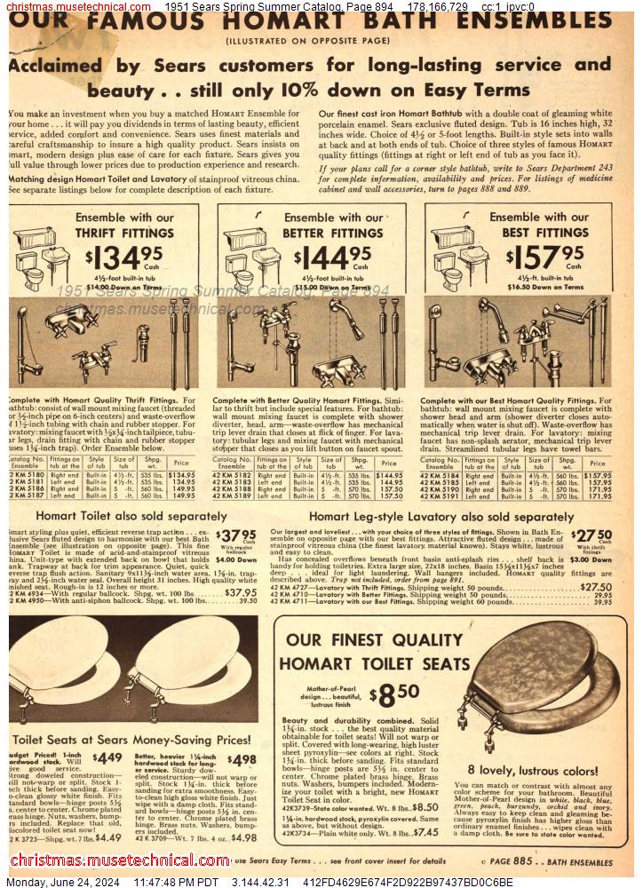 1951 Sears Spring Summer Catalog, Page 894