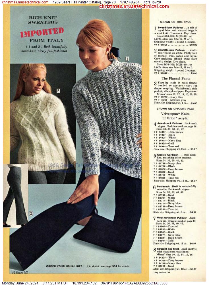 1969 Sears Fall Winter Catalog, Page 70
