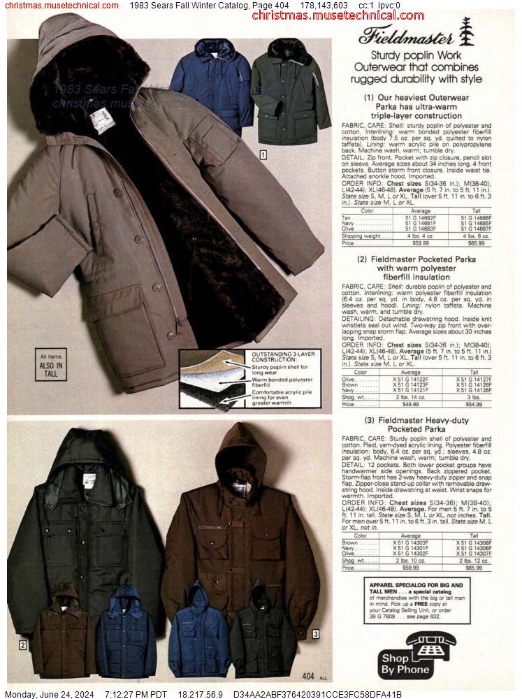 1983 Sears Fall Winter Catalog, Page 404